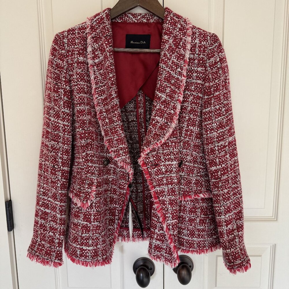 Brand new Massimo Dutti Tweed Jacket with fringed edges, size 6
